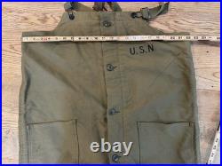Us Ww2 Army Tanker Bibs Sz L 1944 Worn Rare Wwii Pants Trousers Overalls 40s Usn