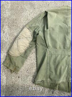 VINTAGE 40s WW2 USMC US ARMY HBT SNIPER SHOOTING JACKET Stained Used