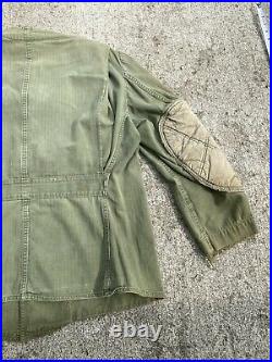 VINTAGE 40s WW2 USMC US ARMY HBT SNIPER SHOOTING JACKET Stained Used