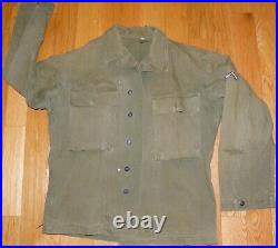 VINTAGE ORIGINAL WWII TWILL HERRINGBONE 13 STARS BUTTON US ARMY SHIRTtag 38R