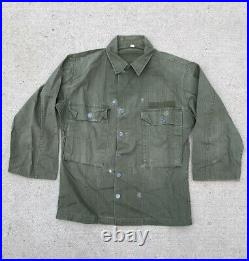 VINTAGE WWII HBT Army Jacket 13 Star Buttons DISTRESSED Men's Size Small