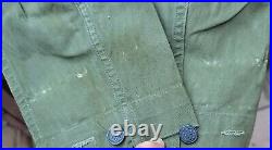 VINTAGE WWII US Army HBT Cotton 13 Star Button Shirt SIZE 36 R 1940s Exct