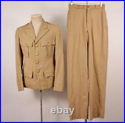 VTG 1940s WWII US Army Uniform Summer Weight Palm Beach Suit Sz 37 L 40s WW2