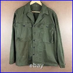 VTG 40s Distressed WWII US Army HBT Herringbone Jacket 13 Star Med
