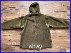 VTG 40s WWII US Army Military Pile Field Parka Liner Jacket Size Medium Fur Trim