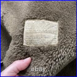 VTG 40s WWII US Army Military Pile Field Parka Liner Jacket Size Medium Fur Trim