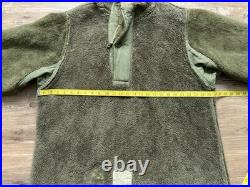 VTG 40s WWII US Army Military Pile Field Parka Liner Jacket Size Medium Fur Trim