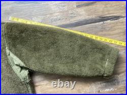 VTG 40s WWII US Army Military Pile Field Parka Liner Jacket Size Medium Fur Trim