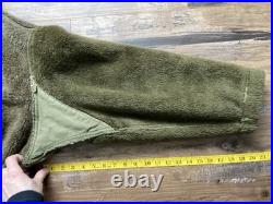 VTG 40s WWII US Army Military Pile Field Parka Liner Jacket Size Medium Fur Trim
