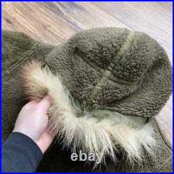VTG 40s WWII US Army Military Pile Field Parka Liner Jacket Size Medium Fur Trim