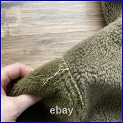 VTG 40s WWII US Army Military Pile Field Parka Liner Jacket Size Medium Fur Trim