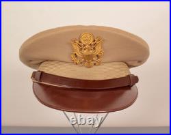 VTG Men's 1940s Khaki Bancroft WWII US Army Officer's Cap Sz 7 1/4 WW2 Flighter