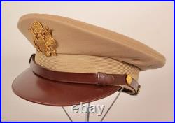 VTG Men's 1940s Khaki Bancroft WWII US Army Officer's Cap Sz 7 1/4 WW2 Flighter