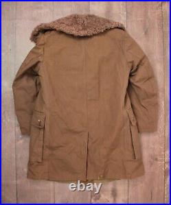 VTG Men's 1940s WWII Swedish Army Canvas Coat W Sheepskin Lining Sz 4 40s WW2