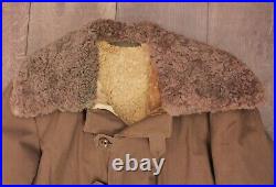 VTG Men's 1940s WWII Swedish Army Canvas Coat W Sheepskin Lining Sz 4 40s WW2