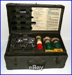 VTG Orig WWII US Army Military Barber Kit Box and Supplies Razors Clippers Soap
