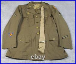 VTG WWII Military US Army Dress Jacket Medium Engineers Patch Tie H9565 EUC READ