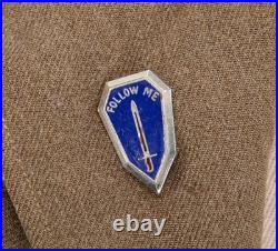 VTG WWII US Army Ike Jacket Sz 36 R 40s WW2 Follow Me Infantry School Patch VTG WWII US Army Ike Jacket Sz 36 R 40s WW2 Follow Me Infantry School Patch