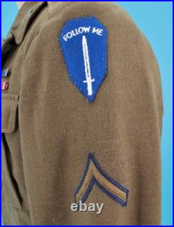 VTG WWII US Army Ike Jacket Sz 36 R 40s WW2 Follow Me Infantry School Patch VTG WWII US Army Ike Jacket Sz 36 R 40s WW2 Follow Me Infantry School Patch