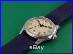 Vintage 1940's WWII Military DOXA All Stainless Army Watch ORIGINAL DIAL