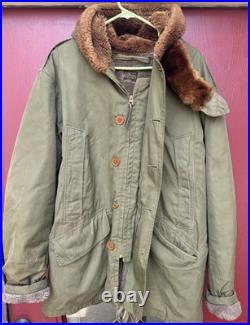 Vintage 1940's WWII US Army Air Force Type B-11 Parka Fur Jacket Coat Men's 42