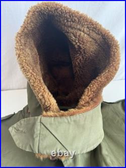 Vintage 1940's WWII US Army Air Force Type B-11 Parka Fur Jacket Coat Men's 42