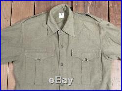 Vintage 1940s British Army Wool Uniform Shirt Military WWII era OD Green England