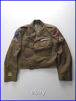 Vintage 1940s WW2 US 8th Army X Corps Uniform Ike Jacket Blouse Green Small