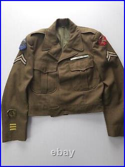 Vintage 1940s WW2 US 8th Army X Corps Uniform Ike Jacket Blouse Green Small