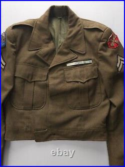 Vintage 1940s WW2 US 8th Army X Corps Uniform Ike Jacket Blouse Green Small