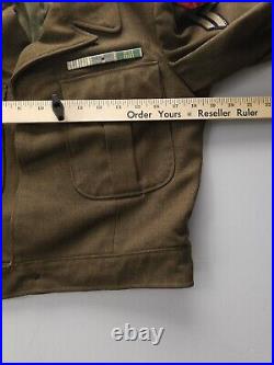 Vintage 1940s WW2 US 8th Army X Corps Uniform Ike Jacket Blouse Green Small