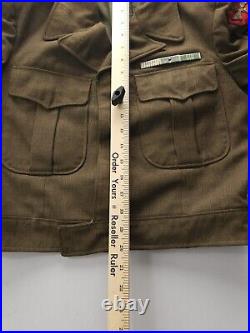 Vintage 1940s WW2 US 8th Army X Corps Uniform Ike Jacket Blouse Green Small