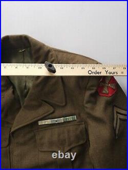 Vintage 1940s WW2 US 8th Army X Corps Uniform Ike Jacket Blouse Green Small