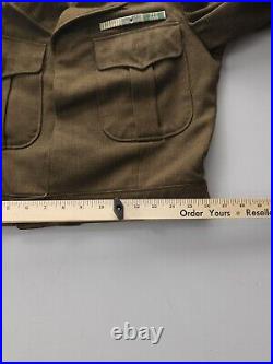 Vintage 1940s WW2 US 8th Army X Corps Uniform Ike Jacket Blouse Green Small