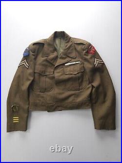 Vintage 1940s WW2 US 8th Army X Corps Uniform Ike Jacket Blouse Green Small