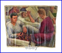 Vintage 1940s WWII Army Hospital Oil Painting Lars Birger Sponberg