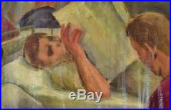 Vintage 1940s WWII Army Hospital Oil Painting Lars Birger Sponberg