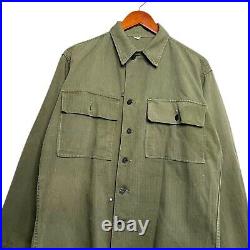 Vintage 1940s WWII US Army HBT Cotton 13 Star Button Shirt Size 36R G-13