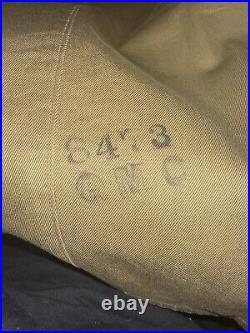 Vintage 1942 WW2 US Army Enlisted Trench Coat Overcoat Heavy Wool Green With Scarf