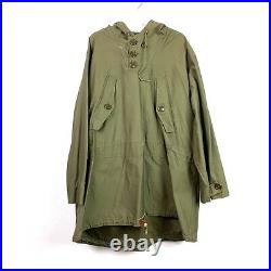 Vintage 1943 40s WW2 WWII Army Green Cotton Field Parka Anorak Medium 55-P-4104