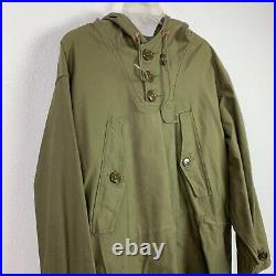 Vintage 1943 40s WW2 WWII Army Green Cotton Field Parka Anorak Medium 55-P-4104