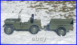 Vintage 1965 Official GI Joe 7000 JEEP & Trailer Hasbro WWII Army Toy Set Green