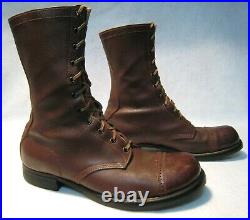 Vintage 40's WW2 U. S. Army Paratrooper Airborne Brown Leather Jump Boots. 9