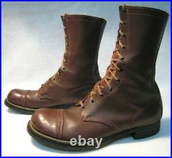 Vintage 40's WW2 U. S. Army Paratrooper Airborne Brown Leather Jump Boots. 9