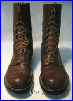 Vintage 40's WW2 U. S. Army Paratrooper Airborne Brown Leather Jump Boots. 9