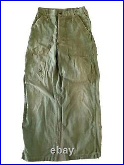 Vintage 40s HBT Military Pants Trousers WW2 WWII Army 26x29 US 13 Star Distress