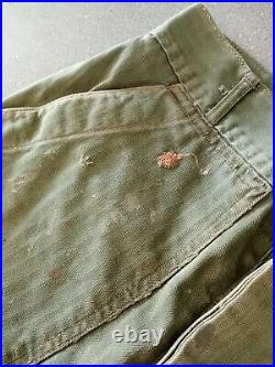 Vintage 40s HBT Military Pants Trousers WW2 WWII Army 26x29 US 13 Star Distress