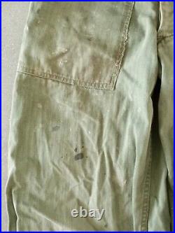 Vintage 40s HBT Military Pants Trousers WW2 WWII Army 26x29 US 13 Star Distress