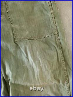 Vintage 40s HBT Military Pants Trousers WW2 WWII Army 26x29 US 13 Star Distress