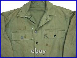 Vintage 40s M43 HBT Jacket/Shirt Military Army WWII WW2 OD 36R 13 Star Button US